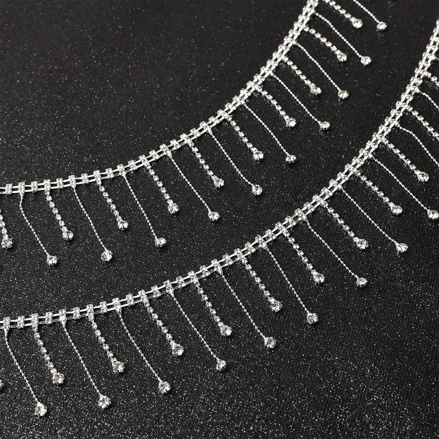 Rhinestone Fringe Chain Trim by the Yard