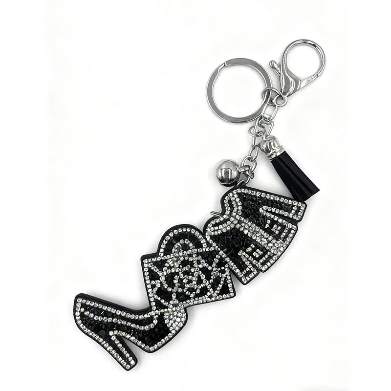 Rhinestone High-Heel Keychain with Tassel