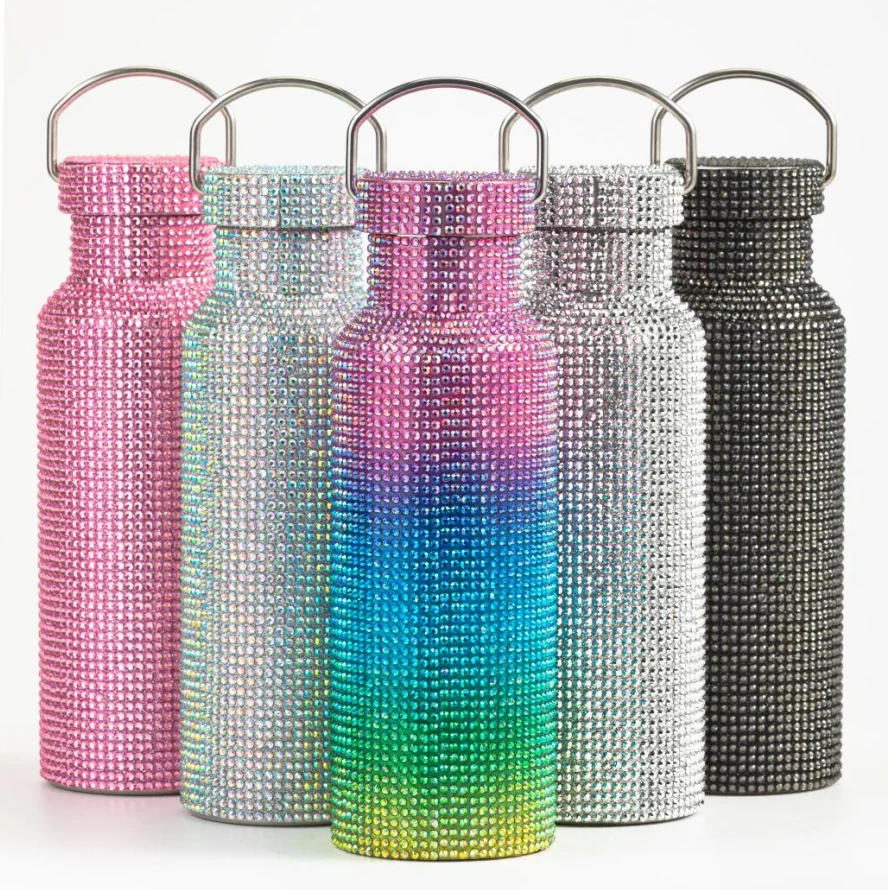Rhinestone Ring-Handle Water Bottle