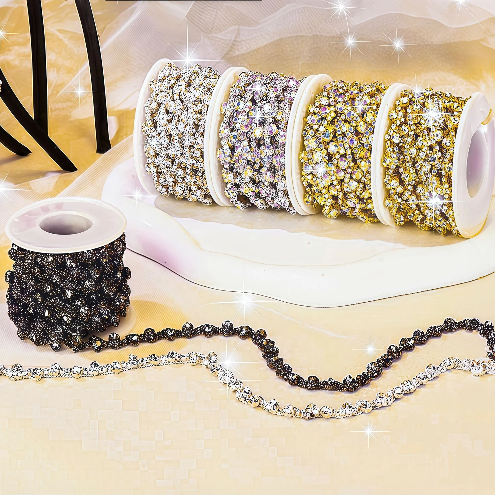 S-Shaped Rhinestone Chain Trim