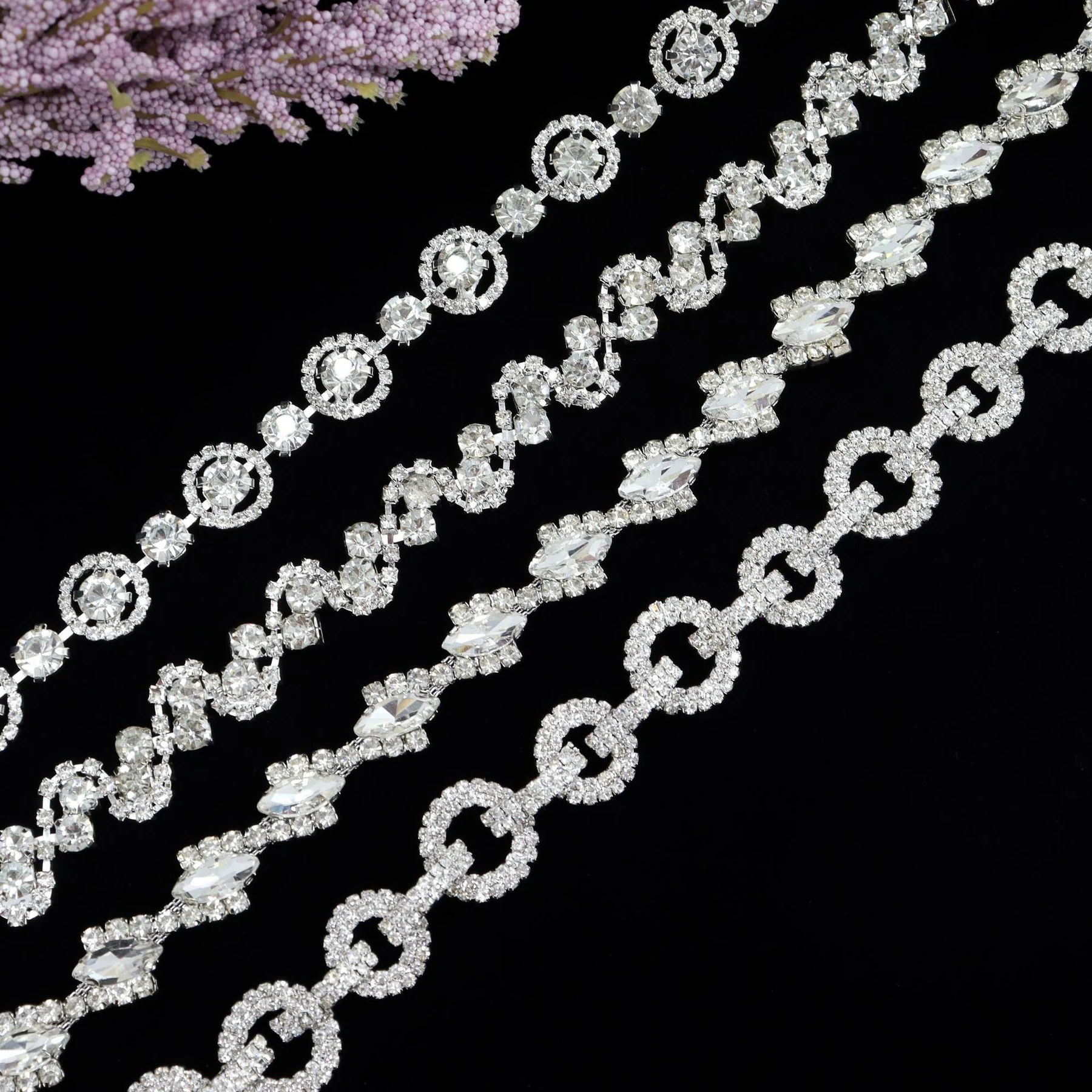 Silver Rhinestone Pattern Chain Assortment