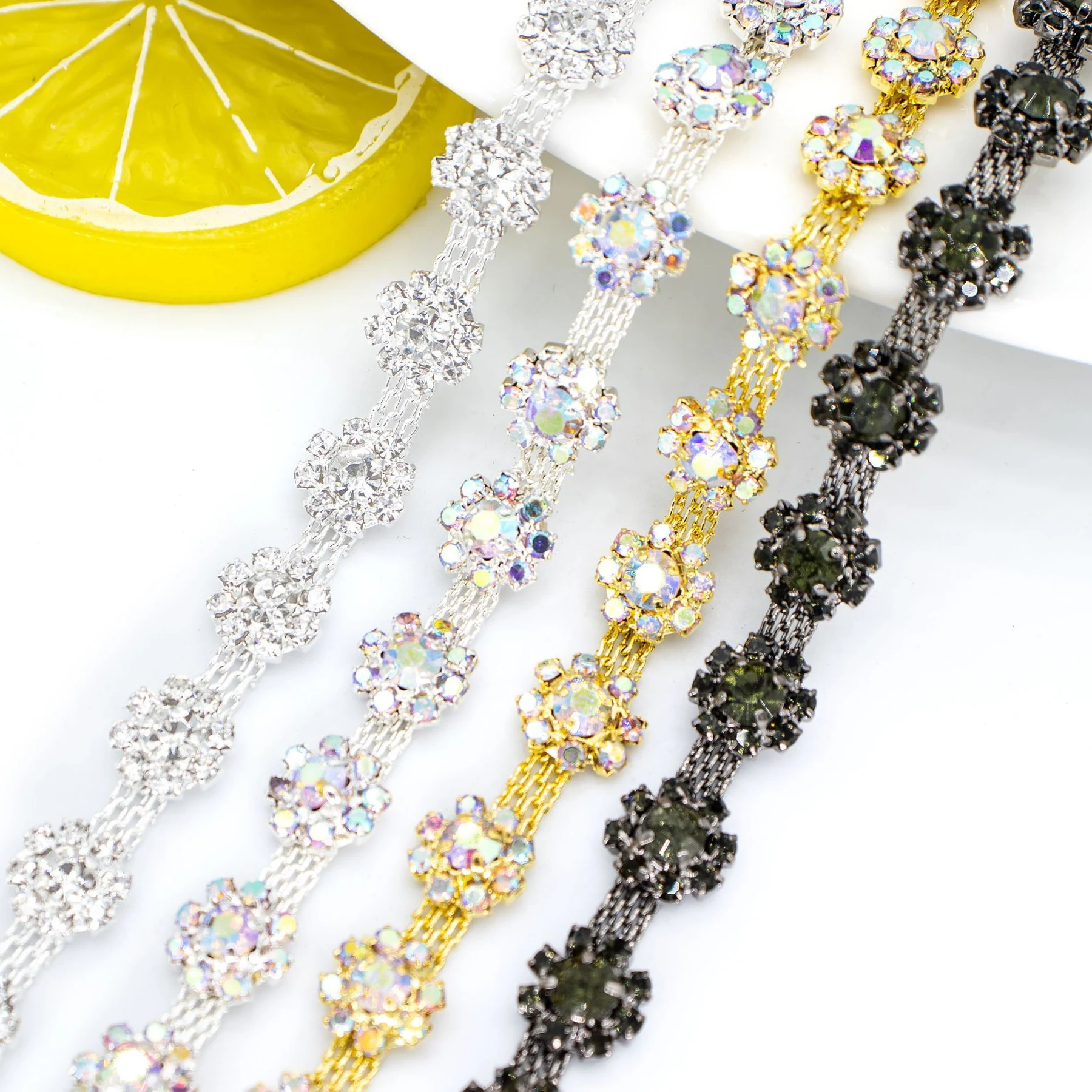 Small and Large Sunflower Crystal Chain