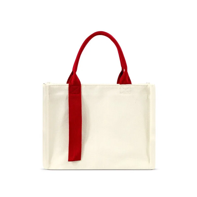Structured Canvas Tote Bag with Long Accent Strap