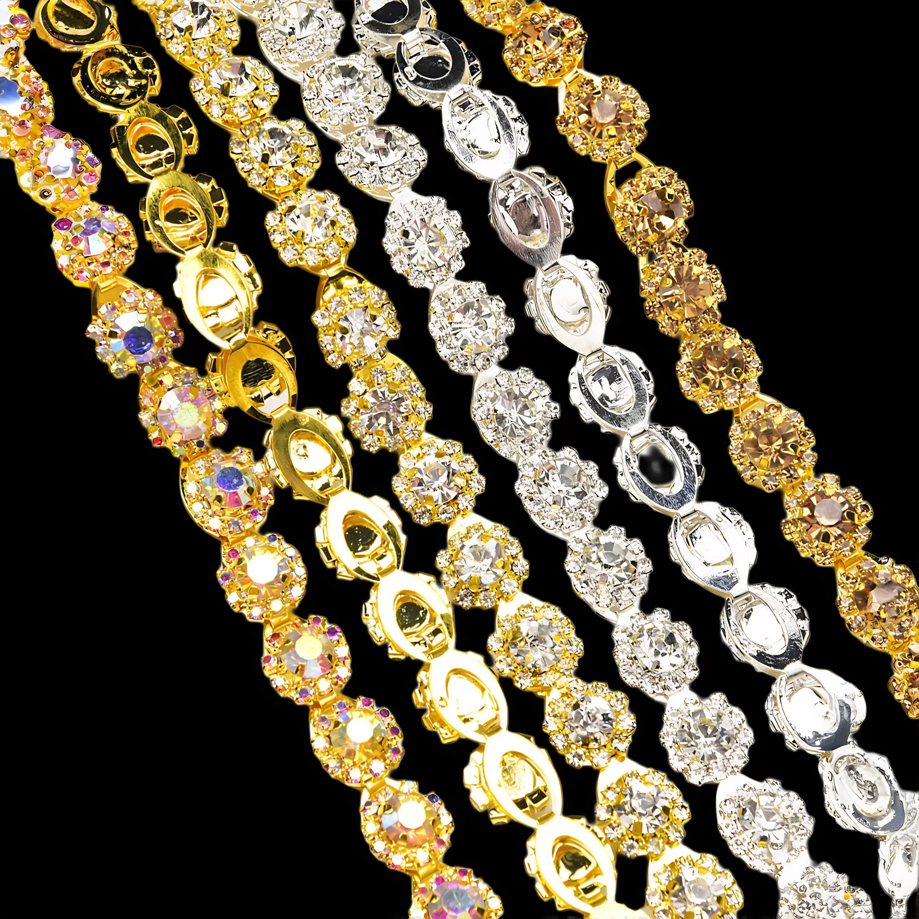 1.2 cm Sunflower Halo Rhinestone Chain