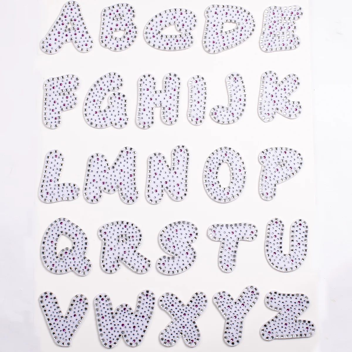 White Square Crystal Alphabet Appliques