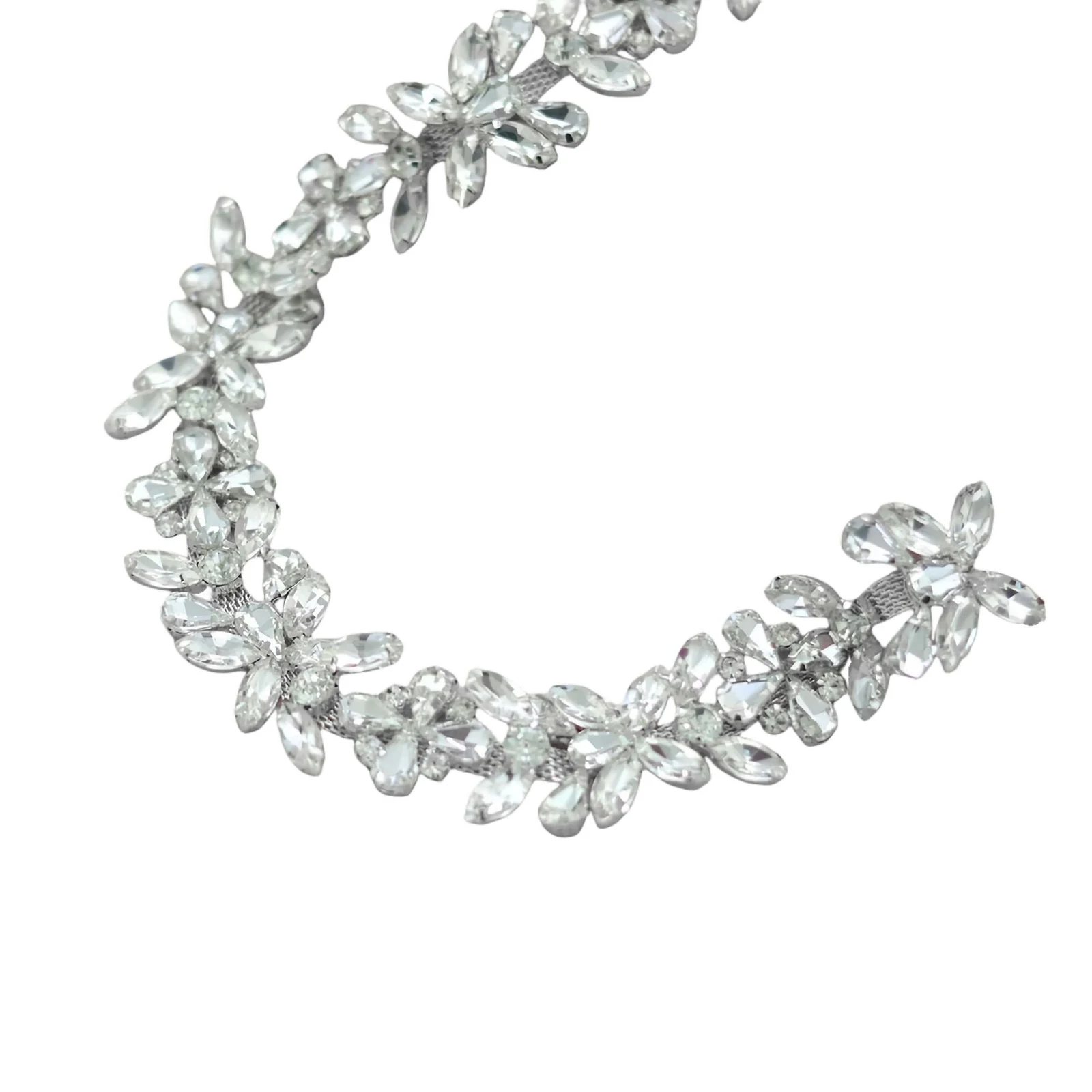 Wide 3.5 cm Marquise Flower Rhinestone Chain