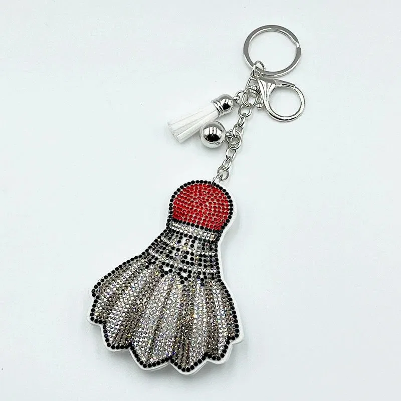 Badminton shuttlecock rhinestone keychain, item HC-YWXK-030