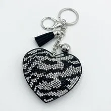 Zebra print heart rhinestone charm, item HC-YWXK-032