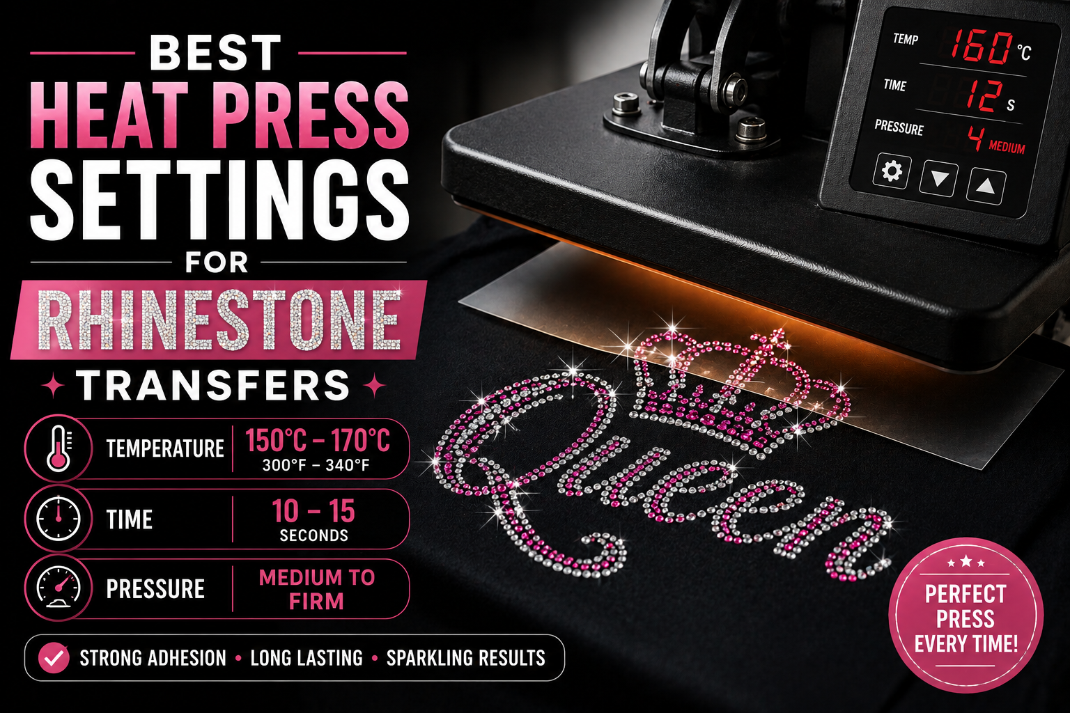 Best Heat Press Settings for Rhinestone Transfers