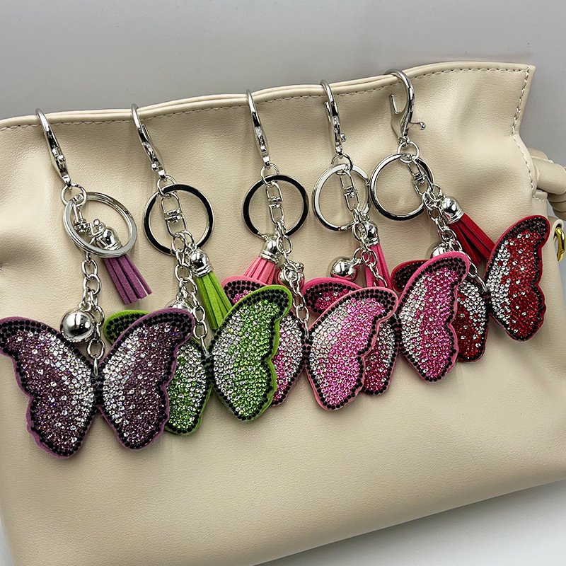 Sparkling Butterfly Rhinestone Keychain — Trendy Tassel Bag Charm Accessory