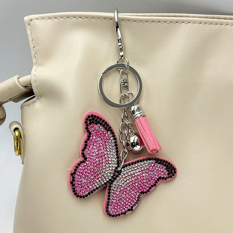 Sparkling Butterfly Rhinestone Keychain — Trendy Tassel Bag Charm Accessory