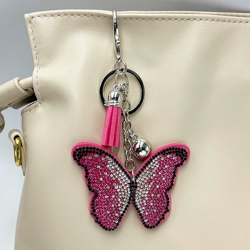 Sparkling Butterfly Rhinestone Keychain — Trendy Tassel Bag Charm Accessory
