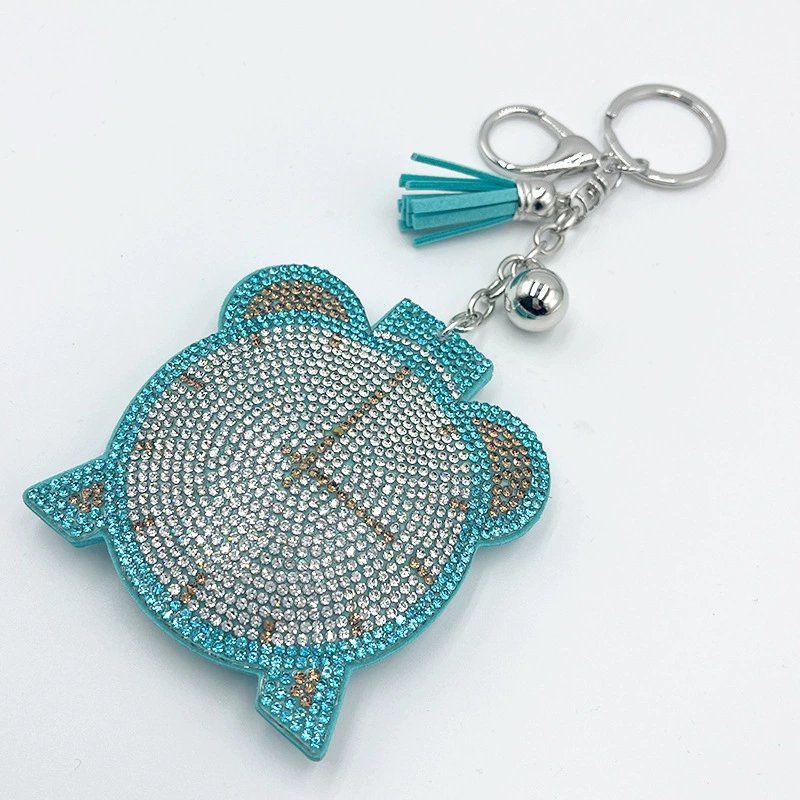 Crystal Alarm Clock Rhinestone Keychain — European-Style Tassel Bag Charm