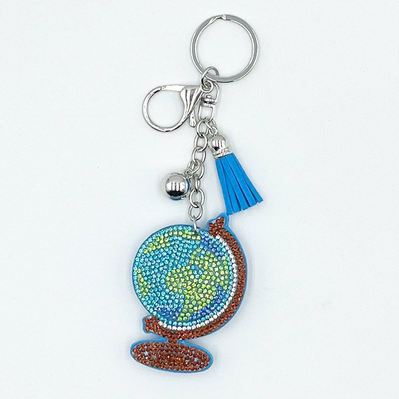 bling World Globe Rhinestone Keychain — Trendy Tassel Bag & Car Charm