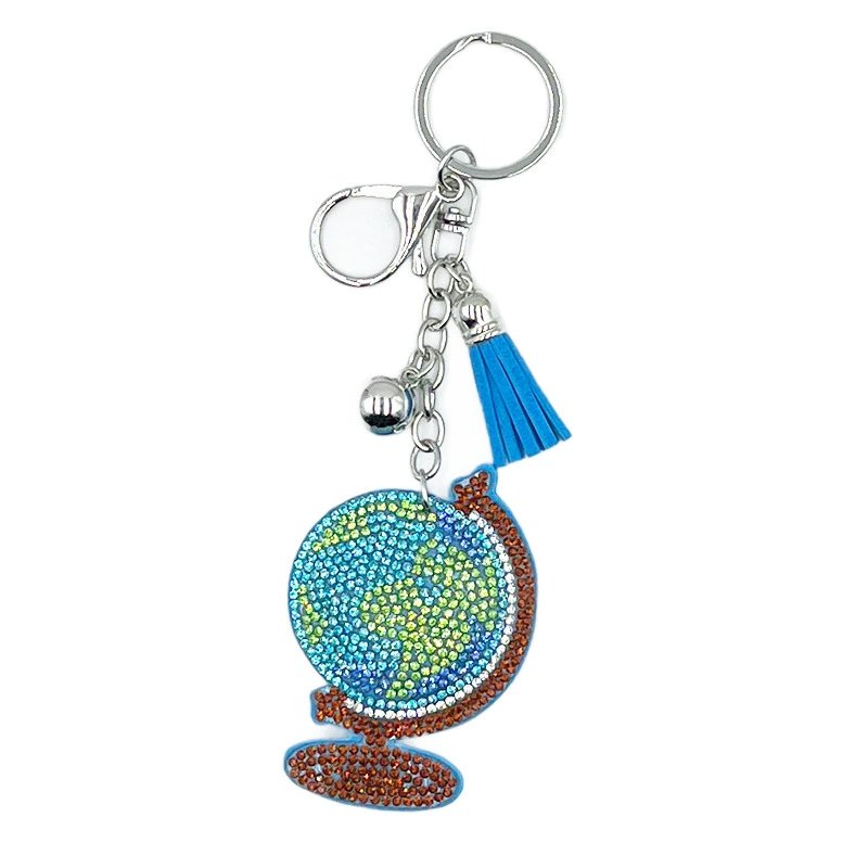 bling World Globe Rhinestone Keychain — Trendy Tassel Bag & Car Charm