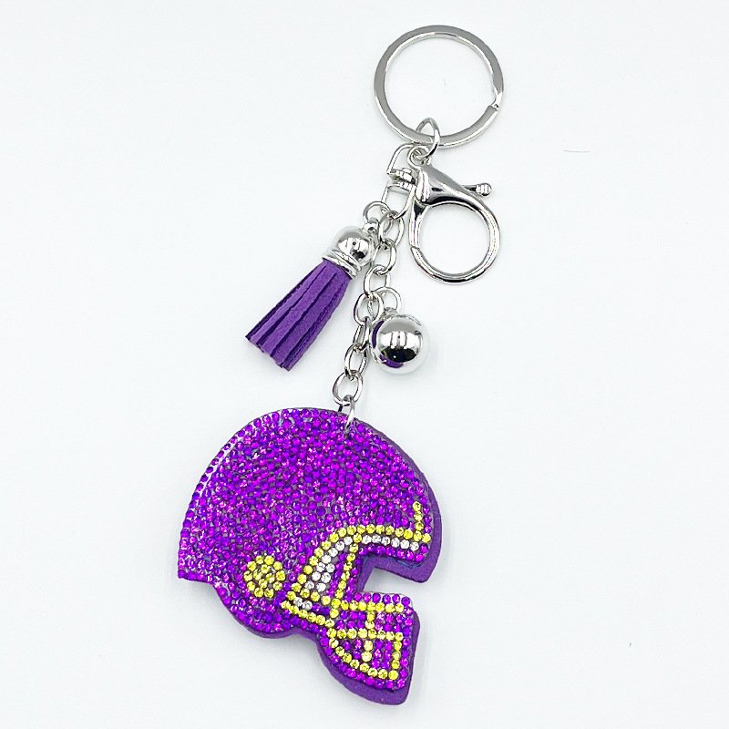Rhinestone Football Helmet Keychain – Sparkling Sports Tassel Bag Charm
