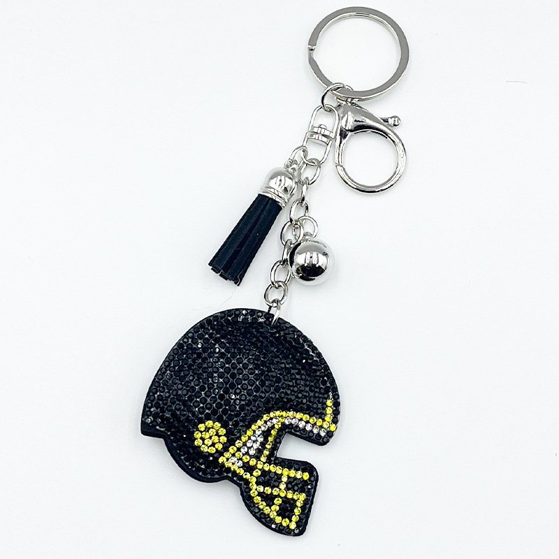 Rhinestone Football Helmet Keychain – Sparkling Sports Tassel Bag Charm