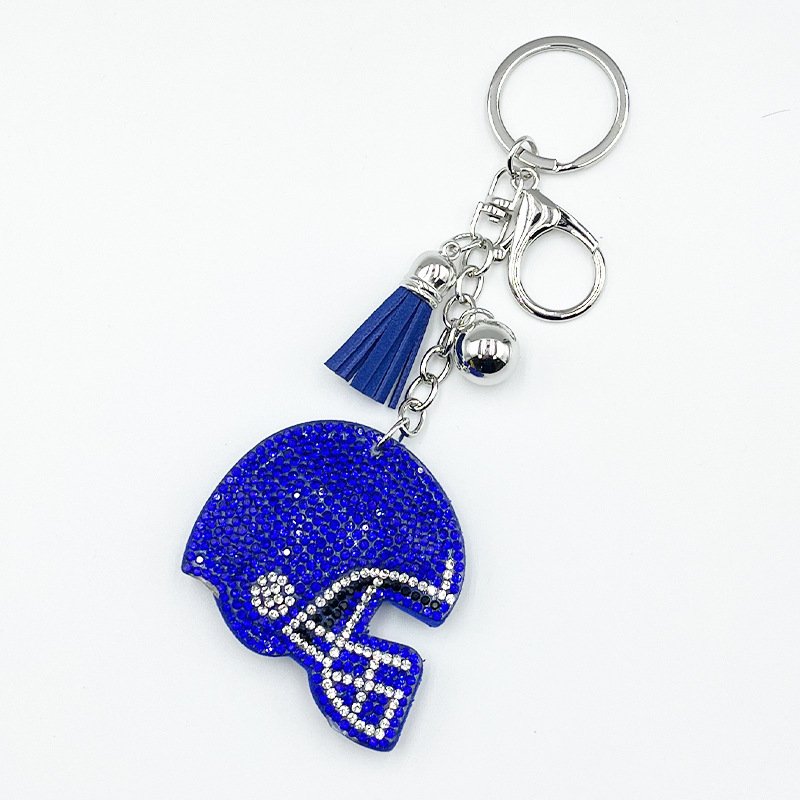 Rhinestone Football Helmet Keychain – Sparkling Sports Tassel Bag Charm