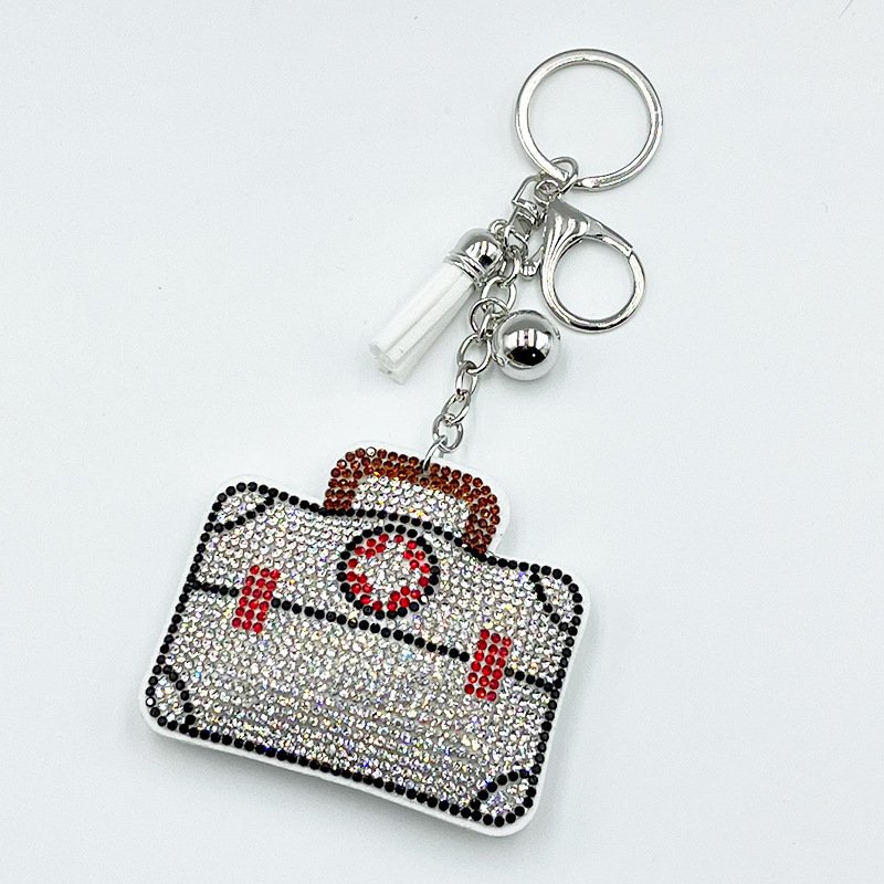 Crystal Medical Kit Keychain – Rhinestone Nurse Gift Tassel Bag Charm