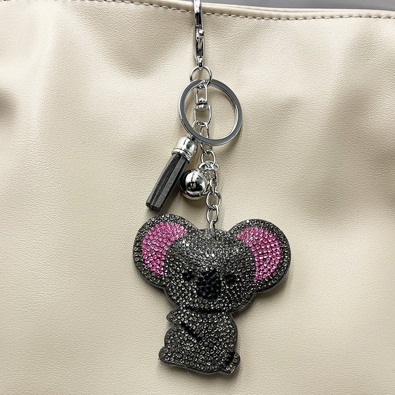 Cute Rhinestone Koala Keychain – Sparkling Tassel Bag Charm Fashion Accessory