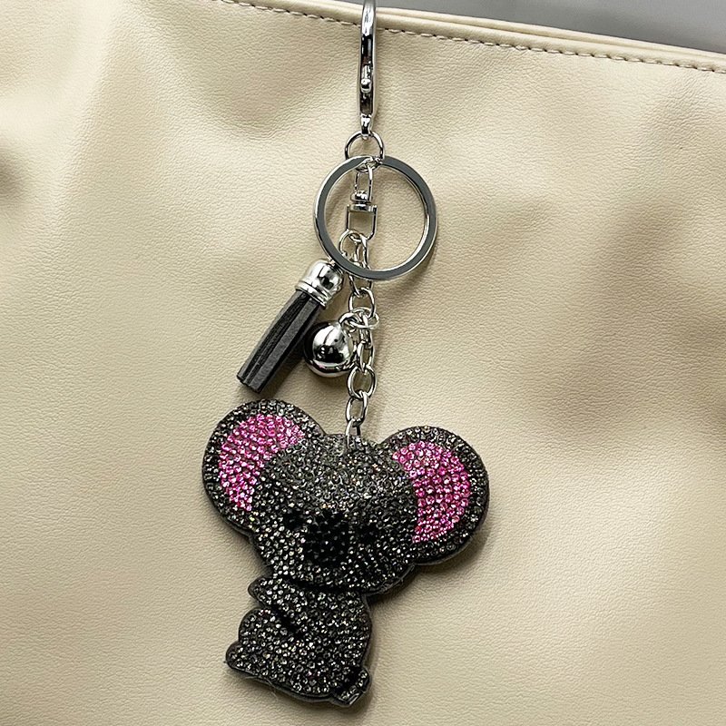 Cute Rhinestone Koala Keychain – Sparkling Tassel Bag Charm Fashion Accessory