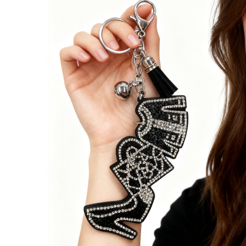 Rhinestone High Heel image Fashion Keychain with Tassel – Glam Sparkle Bag Charm