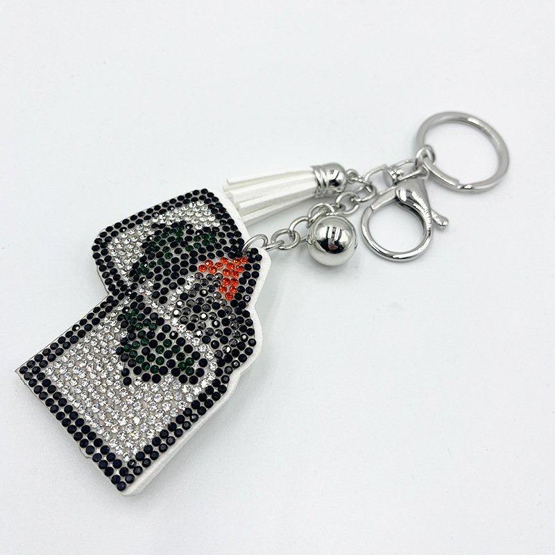 Sparkling Rhinestone Lighter Charm Keychain with Tassel – Trendy Bag & Car Accessory