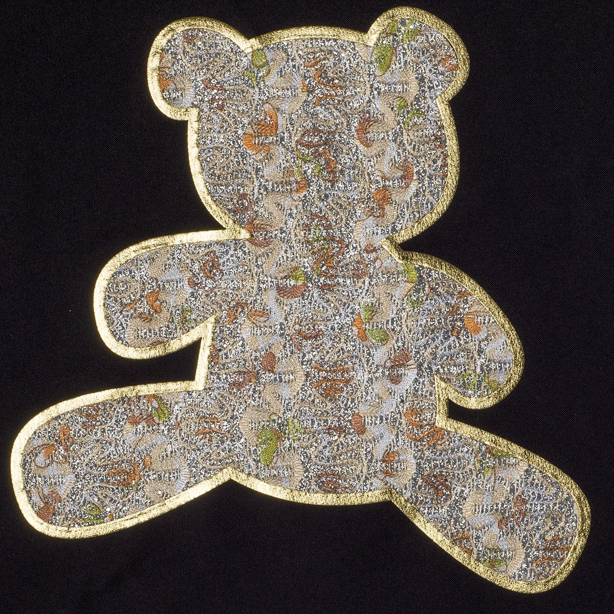 Laser Cut Fabric Rhinestone Heat Transfer Patch – Holographic Bear Crystal Iron-On Design for Apparel