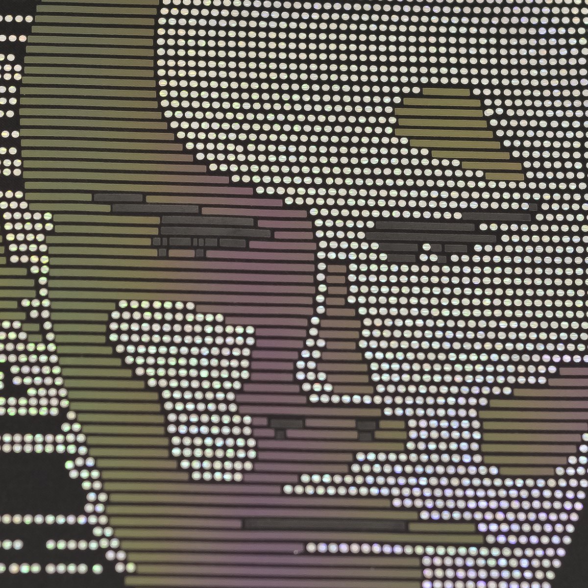 Glitch Skull Rhinestone Back Print & ISSYON Crystal Letter Front Black T-Shirt