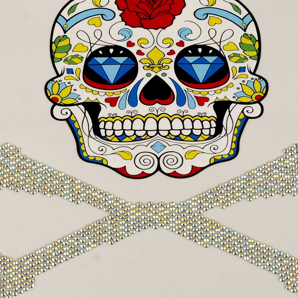 Streetwear DesignSkull Crossbones Rhinestone Graphic Streetwear Design T-Shirt