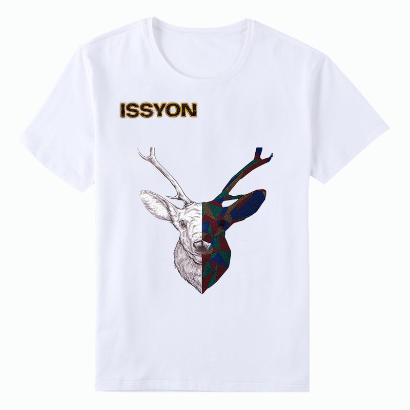 Geometric Deer Head Graphic T-Shirt – Artistic Half Sketch Animal Print Tee - Custom Heat Transfer