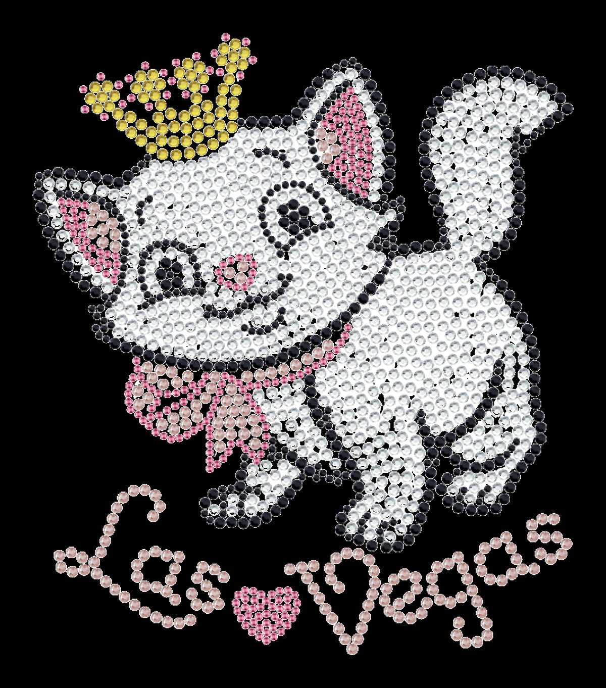 Cute Crown Cat Rhinestone Heat Transfer T-Shirt – Custom Bling Crystal Cartoon Tee OEM Factory Supply