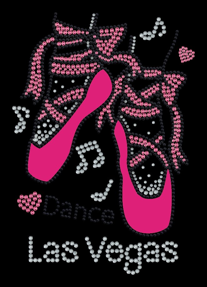 Dance Las Vegas Rhinestone Canvas Tote Bag – Sparkling High Heel Glitter Party Souvenir Shopper for Boutique & Casino Stores