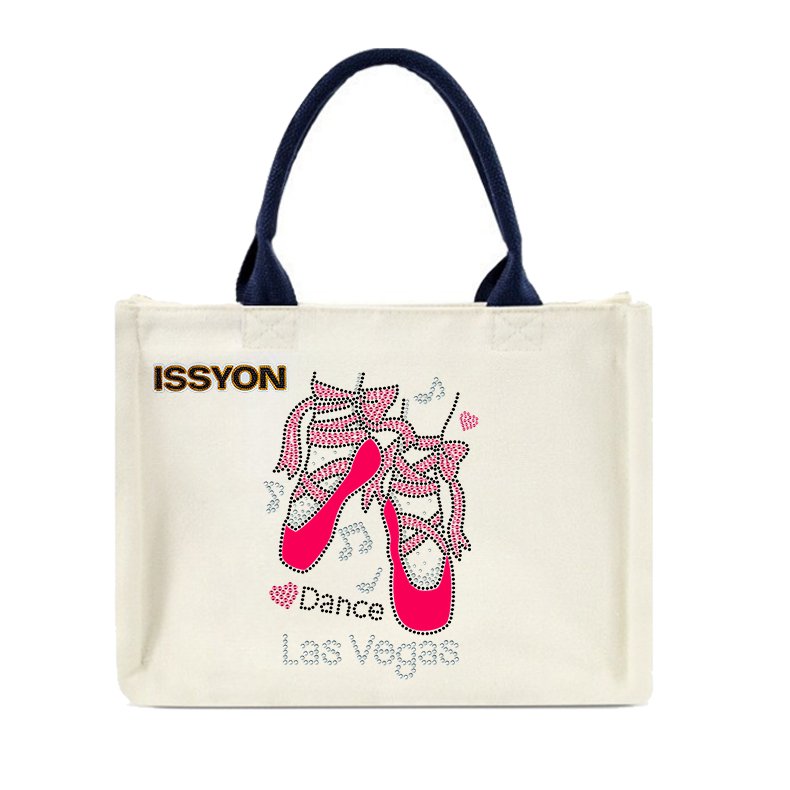 Dance Las Vegas Rhinestone Canvas Tote Bag – Sparkling High Heel Glitter Party Souvenir Shopper for Boutique & Casino Stores