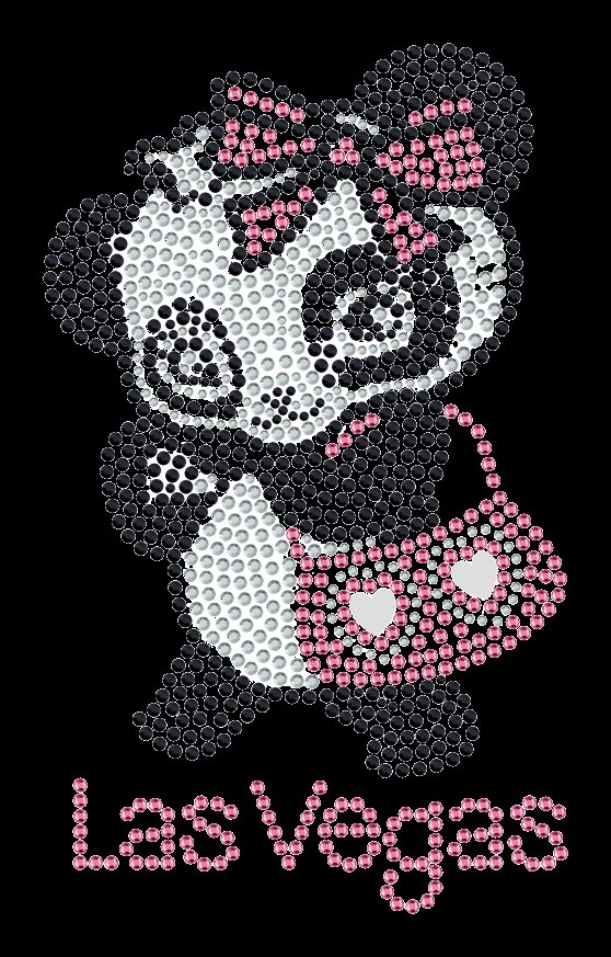 Cute Panda Las Vegas Rhinestone Canvas Tote Bag – Sparkling Glitter Travel Souvenir Shopper for Boutique & Gift Stores
