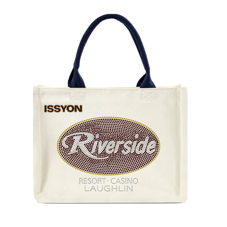 Riverside Resort Casino Laughlin Rhinestone Canvas Tote Bag – Sparkling Glitter Souvenir Shopper for Casino & Gift Stores