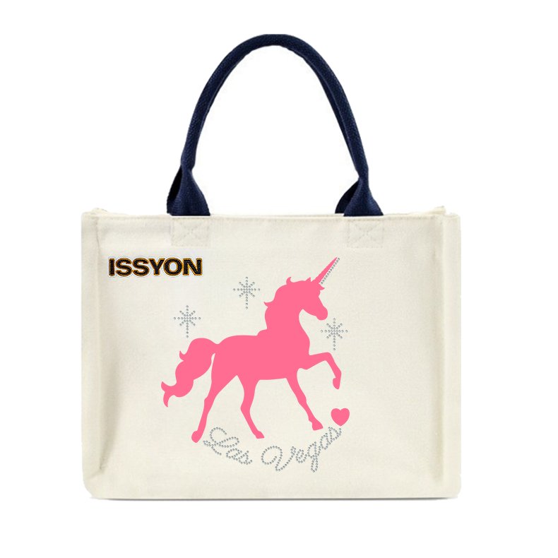 Pink Unicorn Las Vegas Rhinestone Canvas Tote Bag – Sparkling Fantasy Glitter Souvenir Shopper for Boutique & Gift Stores