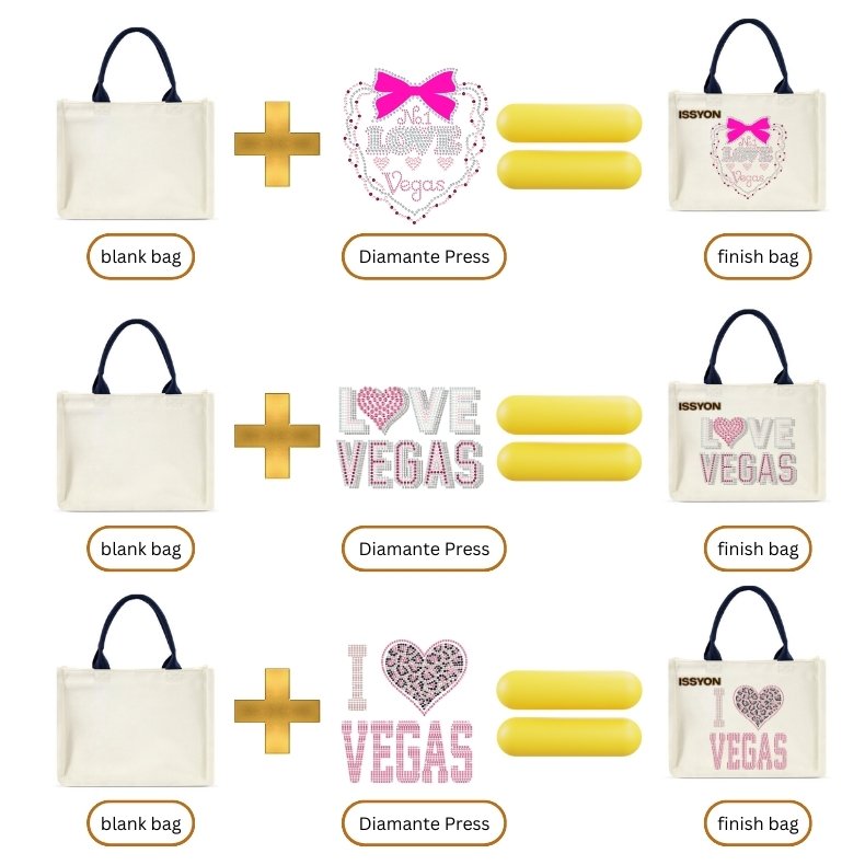 Luxury Princess Las Vegas Rhinestone Canvas Tote Bag – Crown & Ribbon Glitter Custom Shopper